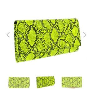 Neon Yellow Snake Skin Clutch/crossbody